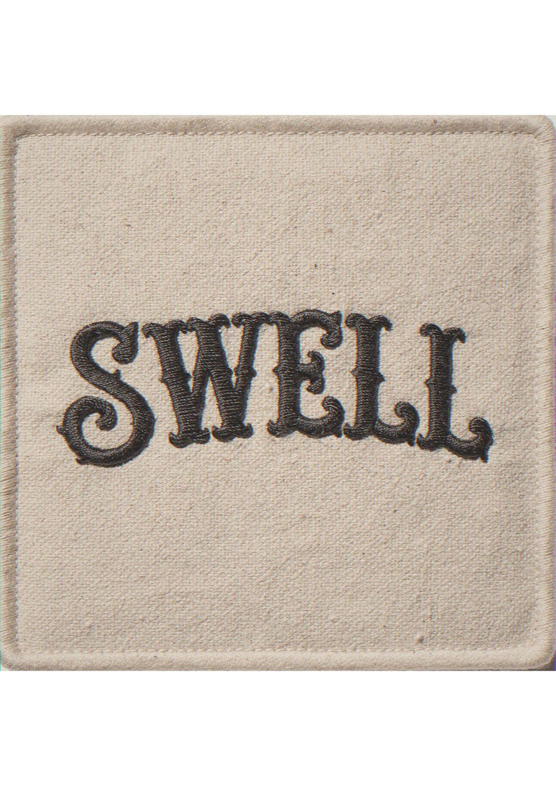 Swell embroidered-style patch unframed printed artwork and full composition with its paper border.