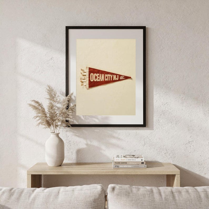 Ocean City, New Jersey Surf Pennant Print | Vintage Felt Pennant Art | Beach House Decor | Retro Surf Wall Art | Printable Digital Download image 5