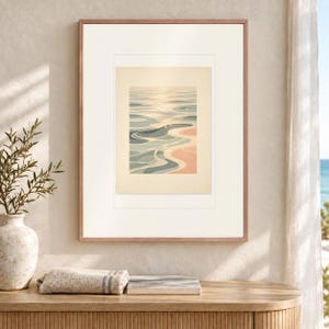 パステル調の海のさざ波アートプリント、額装済みまたは額装なしの海岸風ベビーベッドポスター 画像 12