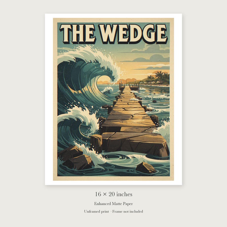 The Wedge Surf unframed 16 by 20 inch print on enhanced matte paper, shown with its white paper border.