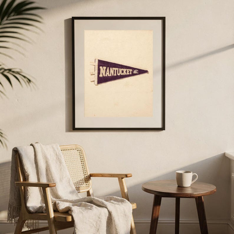 Nantucket, Massachusetts Surf Pennant Print | Vintage Felt Pennant Art | Beach House Decor | Retro Surf Wall Art | Printable Digital Downloa image 7