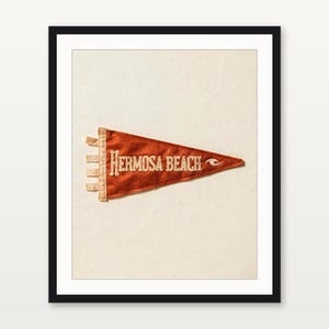 Hermosa Beach, California Surf Pennant Print | Vintage Felt Pennant Art | Beach House Decor | Retro Surf Wall Art | Printable Digital Downlo image 4