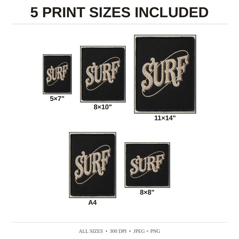 Surf Embroidered Patch Print - available print sizes: 5x7, 8x10, 11x14, A4, and square