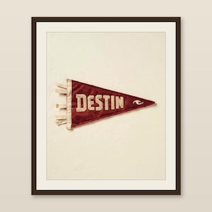 Destin, Florida Surf Pennant Print | Vintage Felt Pennant Art | Beach House Decor | Retro Surf Wall Art | Printable Digital Download image 1