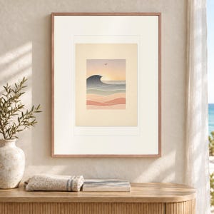 Pastel Morning Swells Nursery Art Print, Framed or Unframed Calm Coastal Baby Room Poster image 12