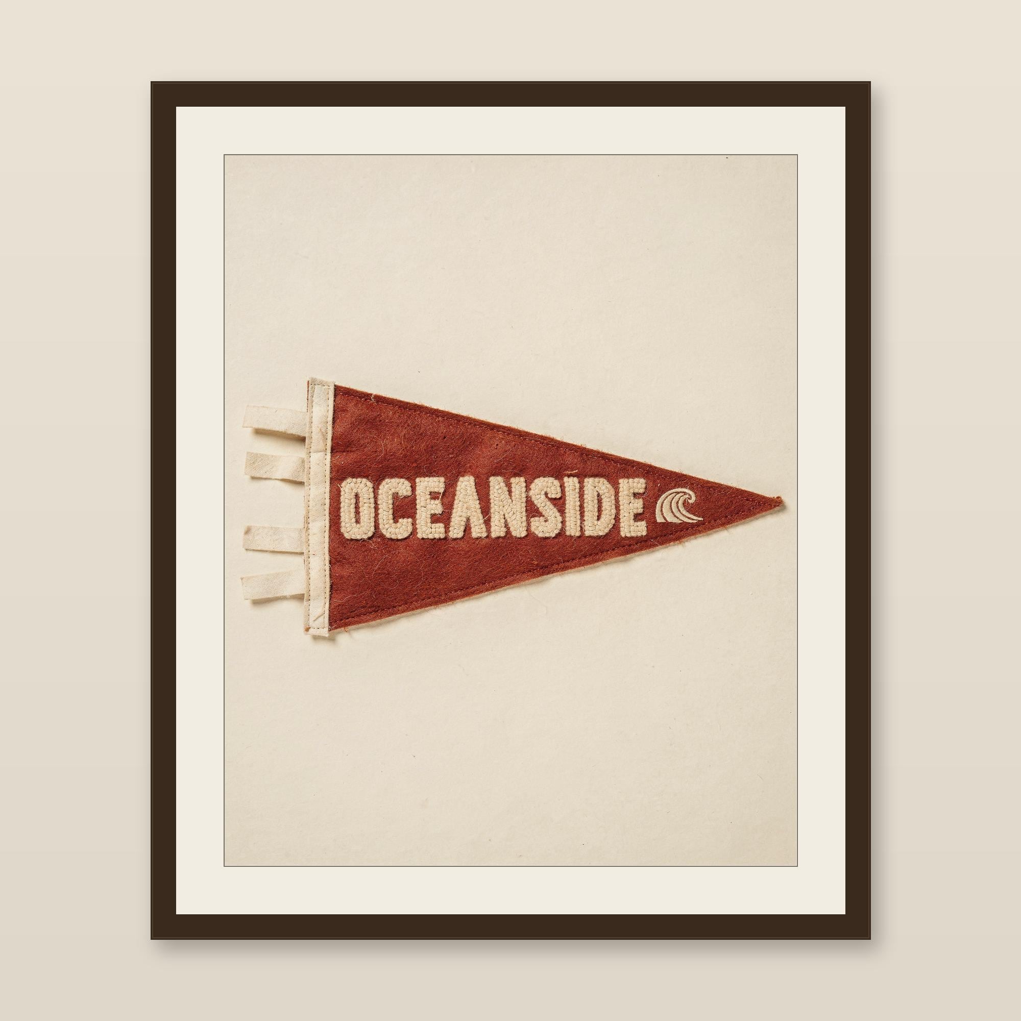 Oceanside, California Surf Pennant Print | Vintage Felt Pennant Art | Beach House Decor | Retro Surf Wall Art | Printable Digital Download