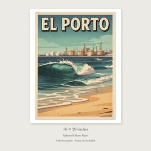 El Porto Manhattan Beach Surf unframed 16 by 20 inch print on enhanced matte paper, shown with its white paper border.