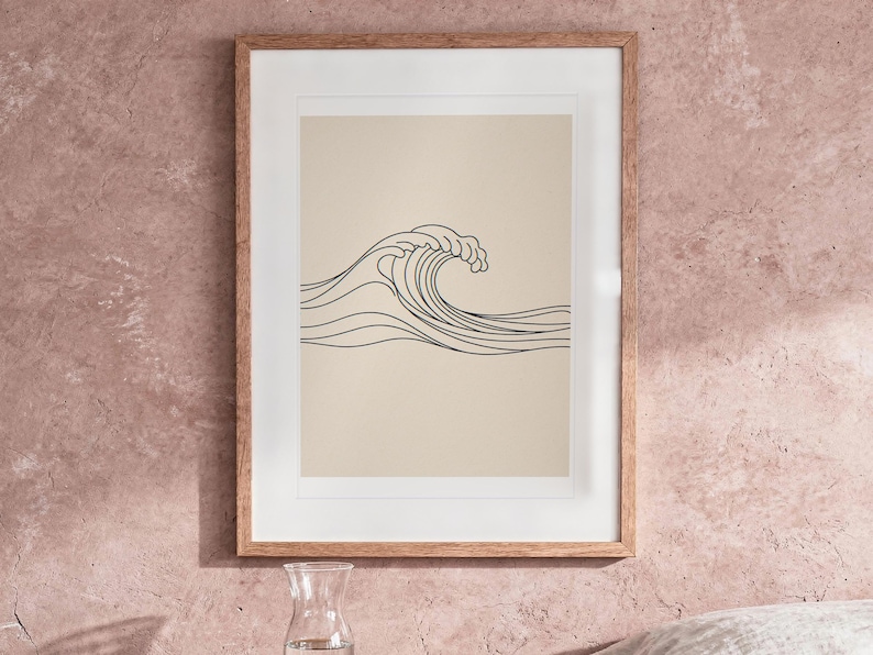 Boho Breaking Wave Line Art