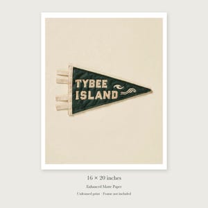 Tybee Island, Georgia Surf Pennant unframed 16 by 20 inch print on enhanced matte paper, shown with its white paper border.