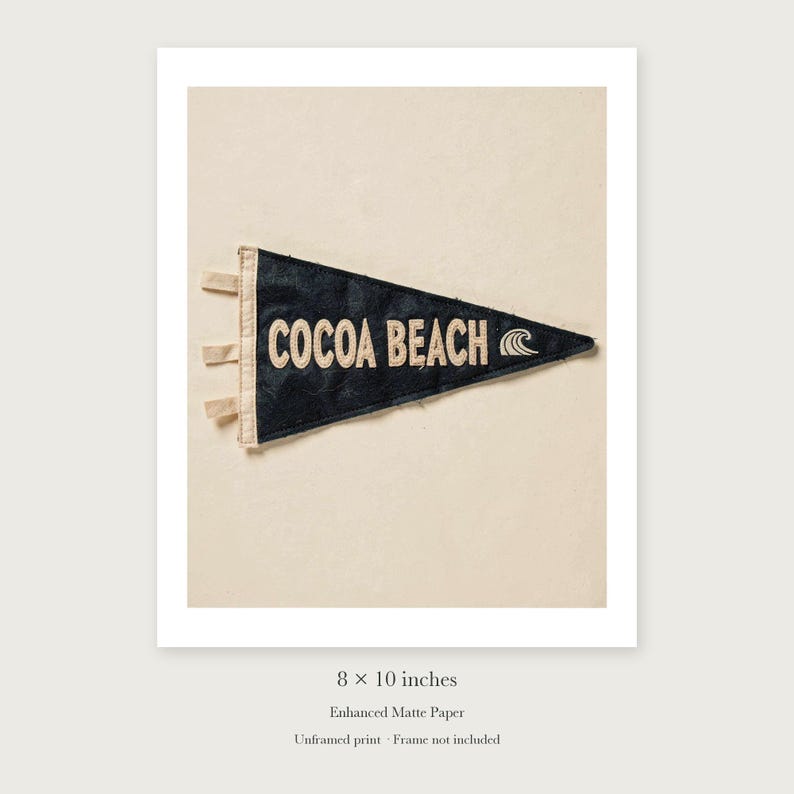 Lámina artística con banderín de surf de Cocoa Beach, póster costero enmarcado o sin enmarcar. imagen 7