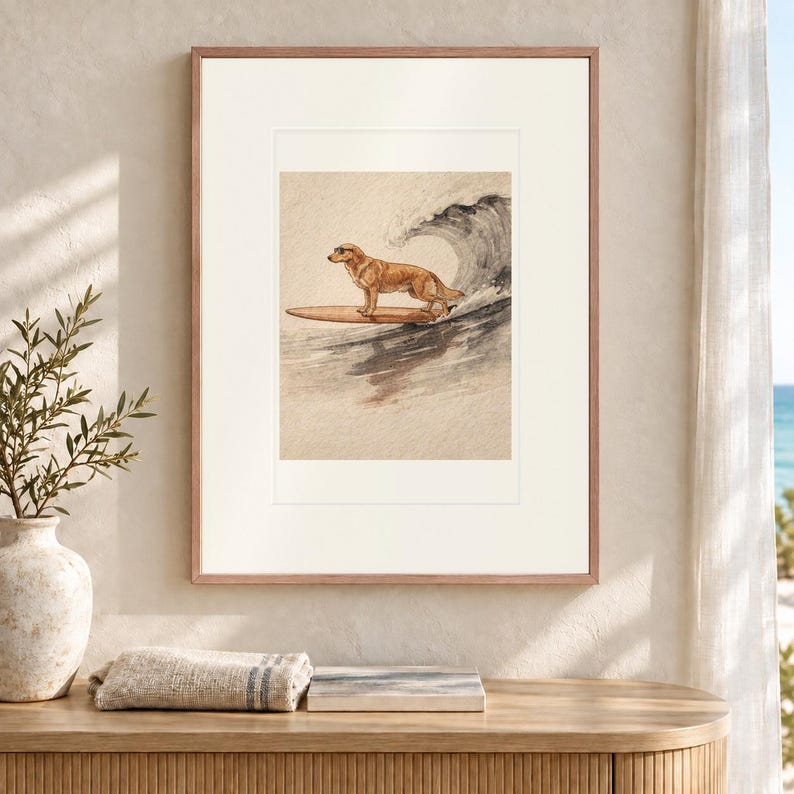 Golden Retriever Surfing Print