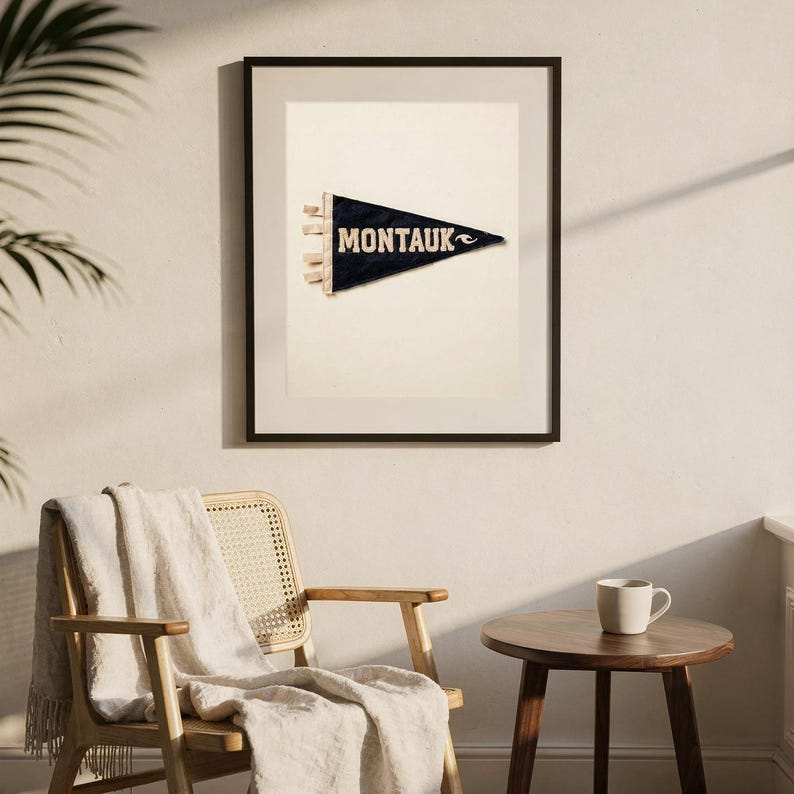Montauk, New York Surf Pennant Print | Vintage Felt Pennant Art | Beach House Decor | Retro Surf Wall Art | Printable Digital Download image 7