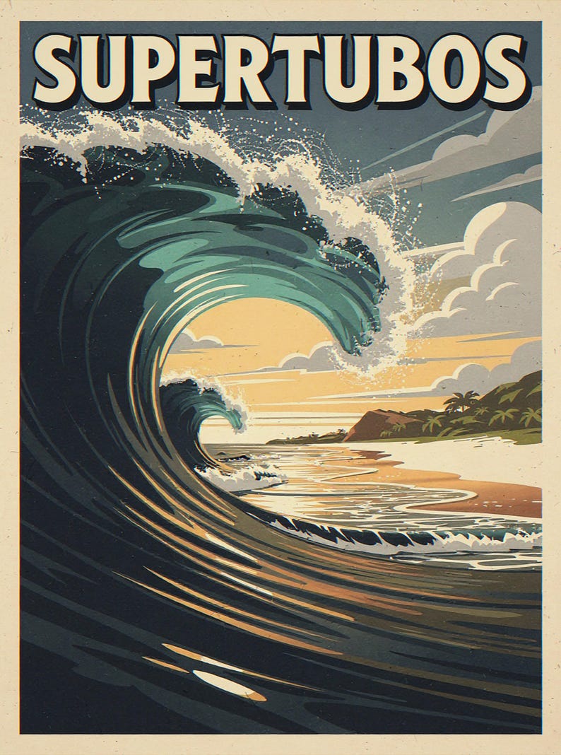 Supertubos Portugal Surf Poster