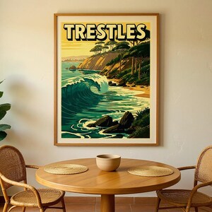 Trestles California Surf Poster | Vintage Surf Travel Poster | Retro Beach Wall Art | Coastal Decor Printable image 5