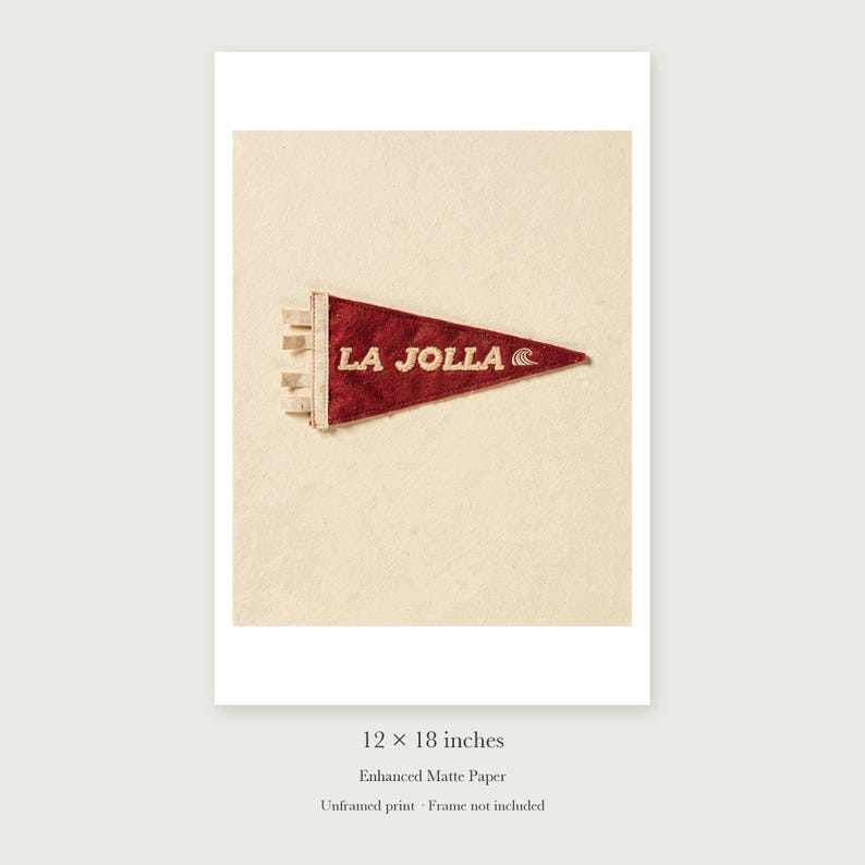 La Jolla Surf Pennant Art Print, Framed or Unframed Coastal Poster image 8