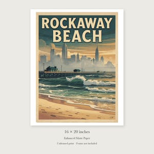 Rockaway Beach Surf unframed 16 by 20 inch print on enhanced matte paper, shown with its white paper border.