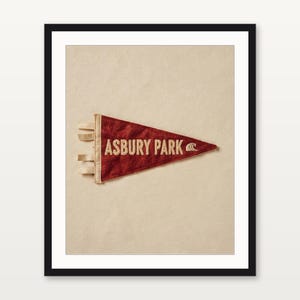 Asbury Park, New Jersey Surf Pennant Print | Vintage Felt Pennant Art | Beach House Decor | Retro Surf Wall Art | Printable Digital Download image 3