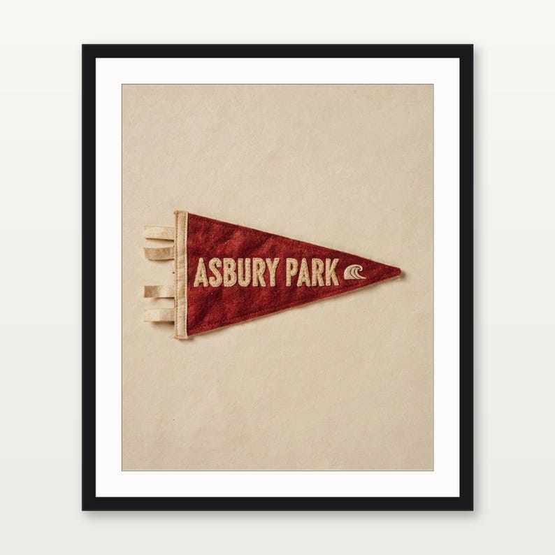 Asbury Park, New Jersey Surf Pennant Print | Vintage Felt Pennant Art | Beach House Decor | Retro Surf Wall Art | Printable Digital Download image 3