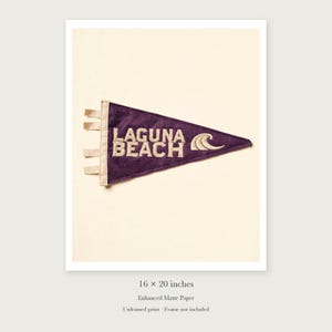 Laguna Beach, California Surf Pennant Art Print, Framed or Unframed Coastal Poster image 9