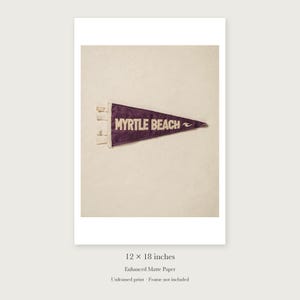 Myrtle Beach, South Carolina Surf Pennant unframed 12 by 18 inch print on enhanced matte paper, shown with its white paper border.