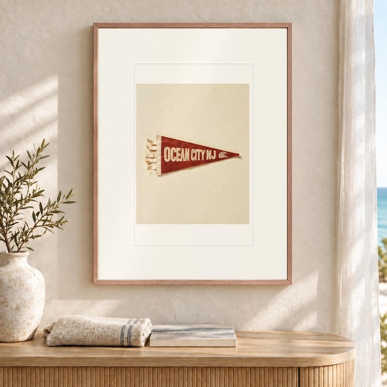 Ocean City, New Jersey Surf Pennant Art Print, Framed or Unframed Coastal Poster image 12