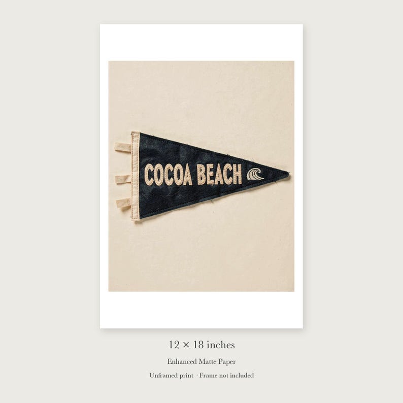 Lámina artística con banderín de surf de Cocoa Beach, póster costero enmarcado o sin enmarcar. imagen 8
