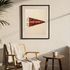 Venice Beach, California Surf Pennant Print | Vintage Felt Pennant Art | Beach House Decor | Retro Surf Wall Art | Printable Digital Downloa image 7