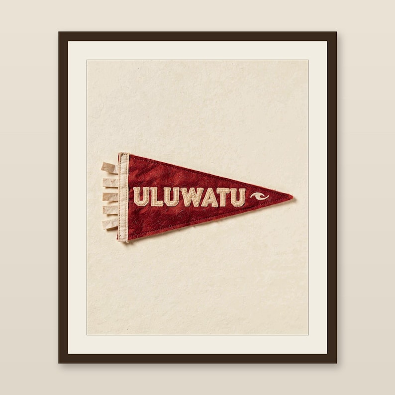 Uluwatu, Bali, Indonesia Surf Pennant Print | Vintage Felt Pennant Art | Beach House Decor | Retro Surf Wall Art | Printable Digital Downloa image 1