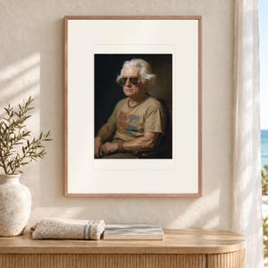 Lámina artística de Thomas Jefferson, retrato divertido con gafas de sol en una camiseta estampada, enmarcada o sin enmarcar. imagen 12