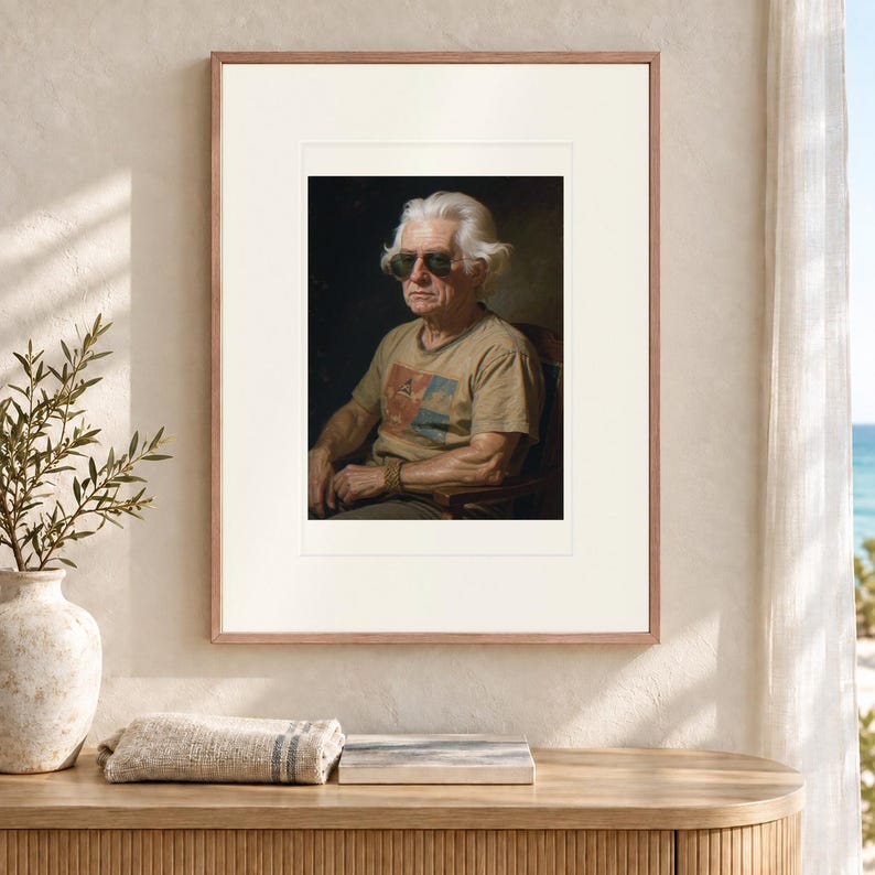 Lámina artística de Thomas Jefferson, retrato divertido con gafas de sol en una camiseta estampada, enmarcada o sin enmarcar. imagen 12