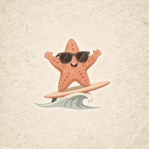 Surfing Starfish full artwork and composition, shown flat without a room setting.