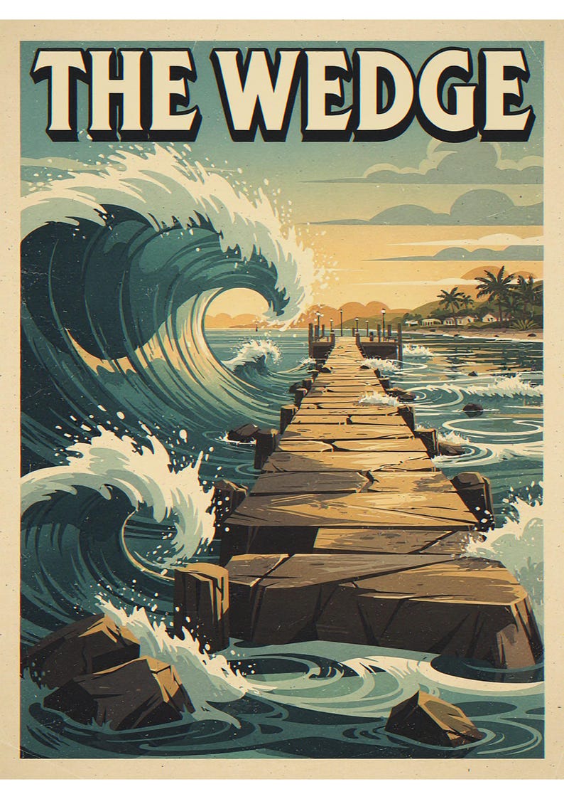 The Wedge coastal scene unframed printed artwork and full composition with its paper border.