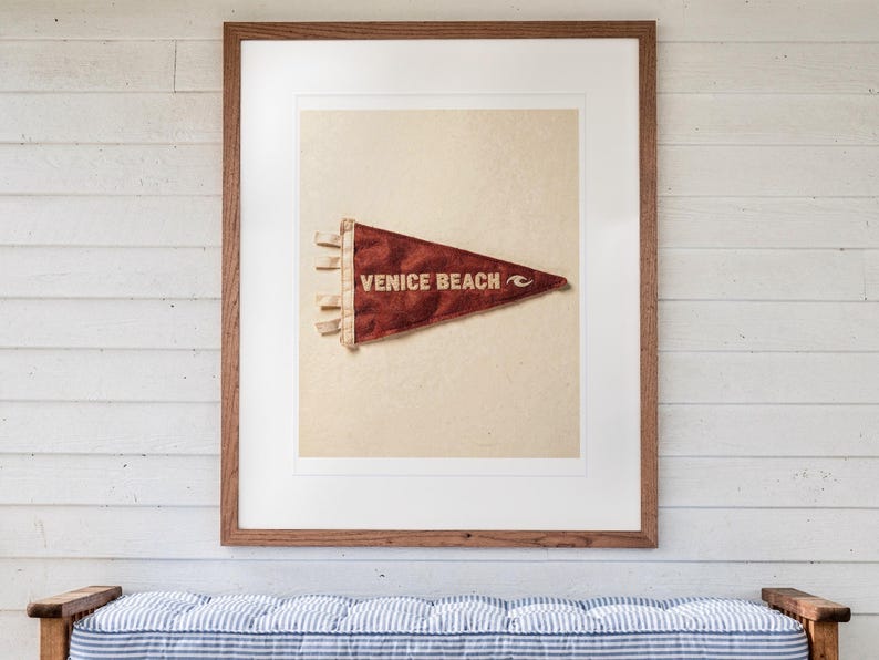 Venice Beach, California Surf Pennant Art Print, Framed or Unframed Coastal Poster image 13