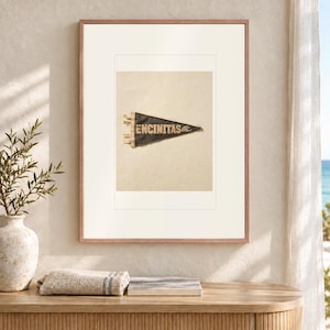 Encinitas, California Surf Pennant Art Print, Framed or Unframed Coastal Poster image 2