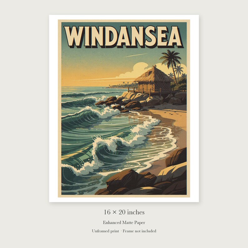 Windansea Surf unframed 16 by 20 inch print on enhanced matte paper, shown with its white paper border.
