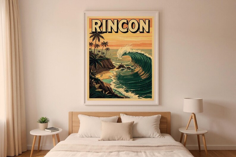 Rincon California Surf Poster | Vintage Beach Print | Coastal Wall Art | Surfing Decor | Printable Wall Art | Digital Download image 7