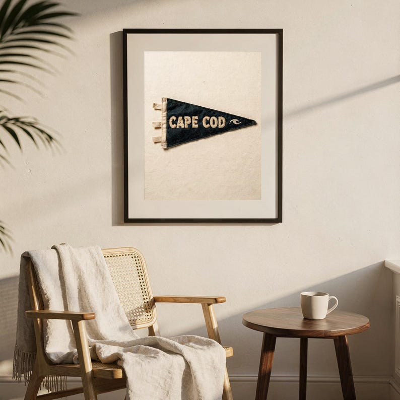 Cape Cod, Massachusetts Surf Pennant Print | Vintage Felt Pennant Art | Beach House Decor | Retro Surf Wall Art | Printable Digital Download image 7