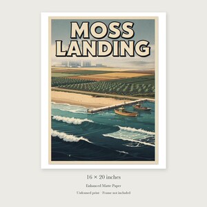 Moss Landing Surf unframed 16 by 20 inch print on enhanced matte paper, shown with its white paper border.