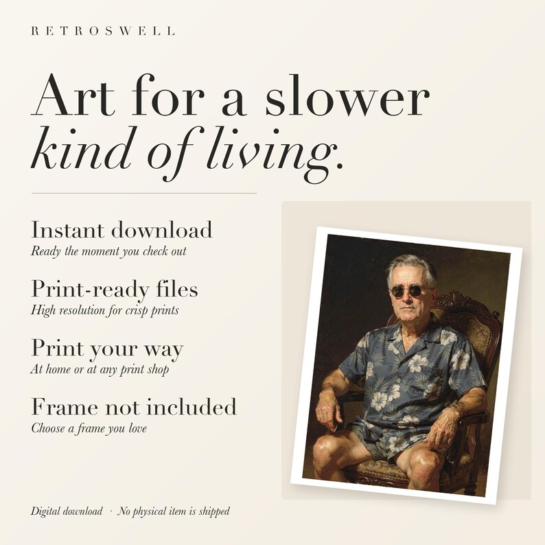 RetroSwell digital download: instant download, print-ready files, print at home or at any print shop. Frame not included.