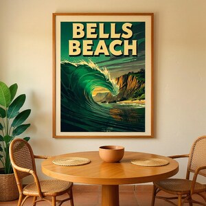 Bells Beach Australia Surf Poster | Vintage Surf Travel Poster | Retro Beach Wall Art | Coastal Decor Printable image 5