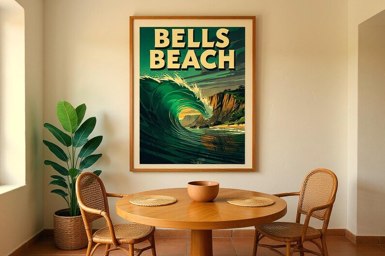 Bells Beach Australia Surf Poster | Vintage Surf Travel Poster | Retro Beach Wall Art | Coastal Decor Printable image 5