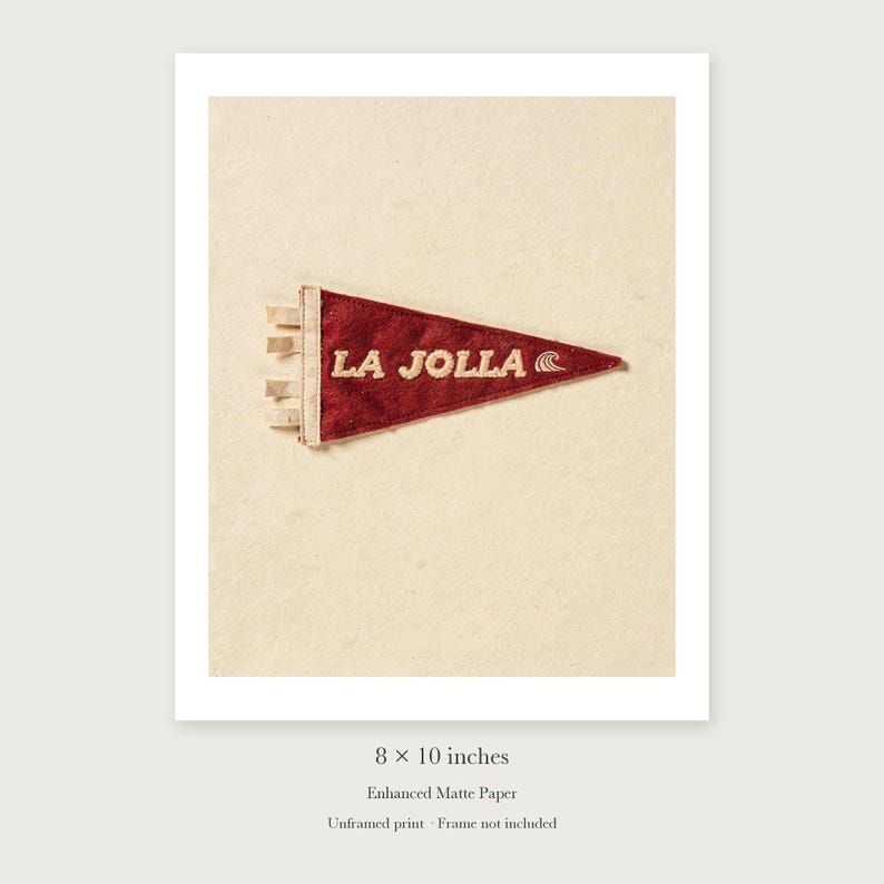 La Jolla Surf Pennant Art Print, Framed or Unframed Coastal Poster image 7