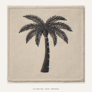 Palm Tree Embroidered Patch Print - full unframed print view, 300 DPI print-ready quality