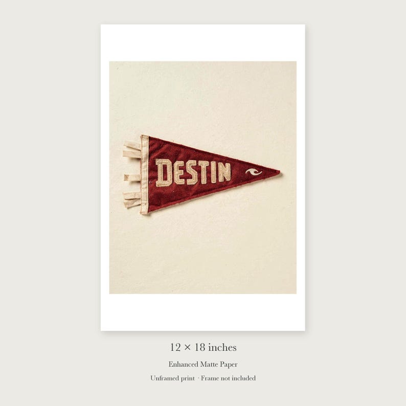 Destin, Florida Surf Pennant Art Print, Framed or Unframed Coastal Poster image 8