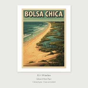 Bolsa Chica Surf unframed 8 by 10 inch print on enhanced matte paper, shown with its white paper border.