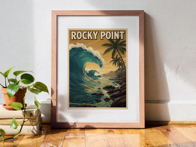 Rocky Point Surf Travel Poster, Framed or Unframed Vintage Style Coastal Print image 13