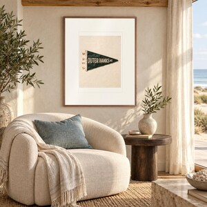 Outer Banks Surf Pennant Art Print, Framed or Unframed Coastal Poster image 3