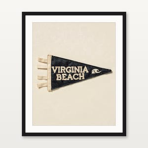 Virginia Beach, Virginia Surf Pennant Print | Vintage Felt Pennant Art | Beach House Decor | Retro Surf Wall Art | Printable Digital Downloa image 3