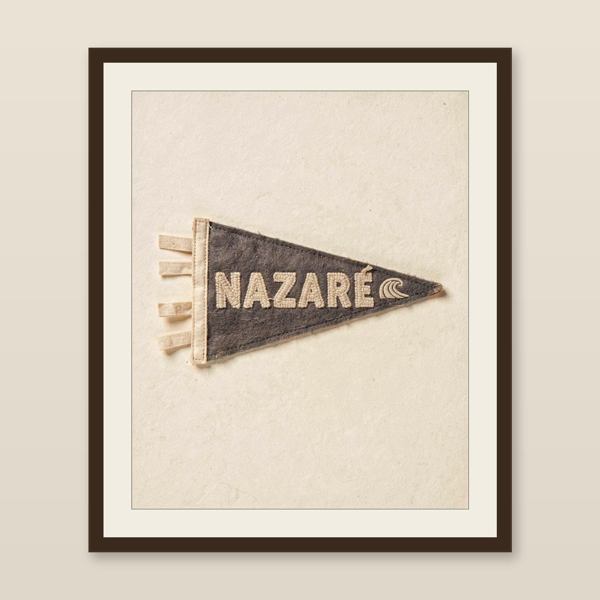 Nazaré, Portugal Surf Pennant Print | Vintage Felt Pennant Art | Beach House Decor | Retro Surf Wall Art | Printable Digital Download