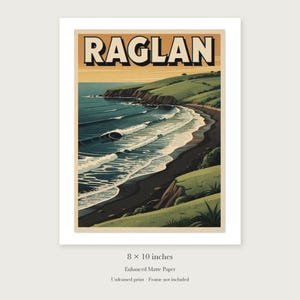Raglan New Zealand Surf unframed 8 by 10 inch print on enhanced matte paper, shown with its white paper border.